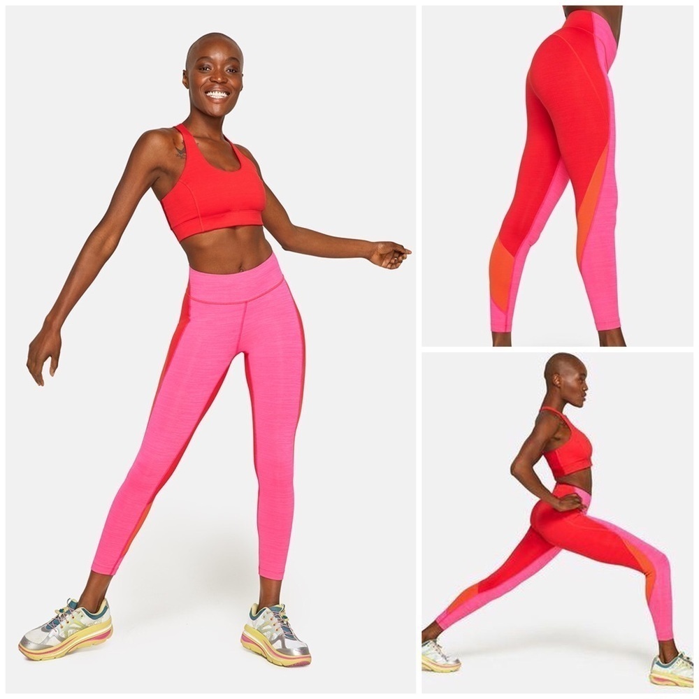 Outdoor Voices TechSweat 7/8 Zoom Leggings in Raspberry/Scarlet/Mustang SMALL